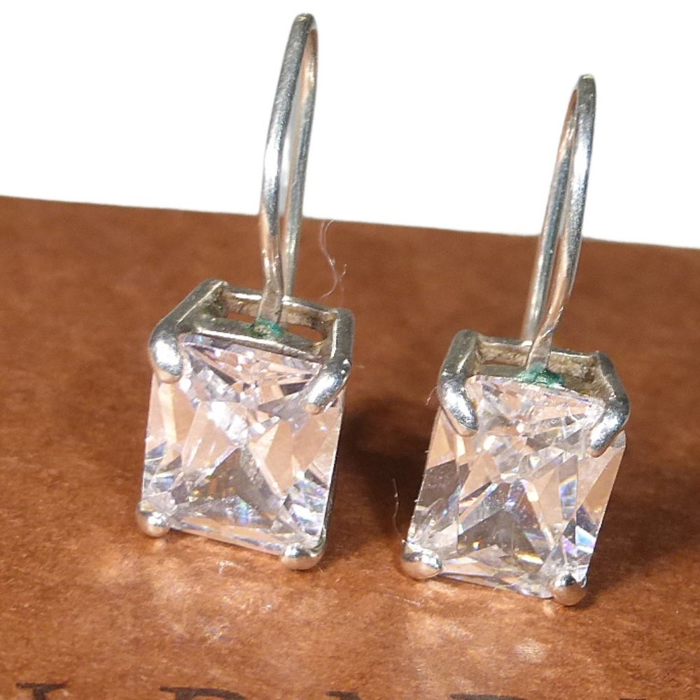 Silpada W0353 CZ Rectangular Earrings .925 Sterling Silver Cubic Zirconia